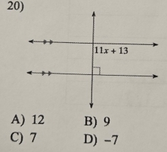 A) 12 B) 9
C) 7 D) -7