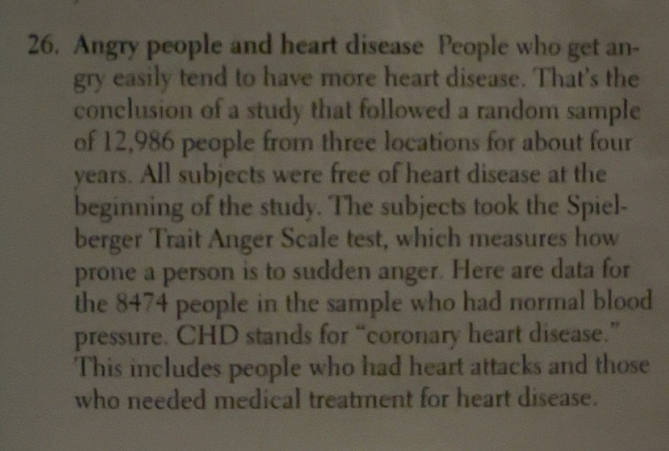 Solved: Angry people and heart disease People who get an- gry easily ...