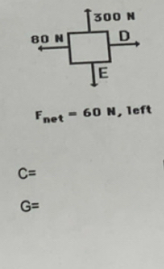 300 N
80 N D
E
F_net=60N,left
C=
G=