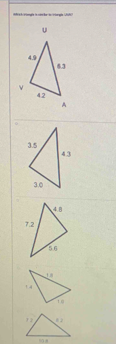 Whhich triangle is simsilar to triangle UAA?