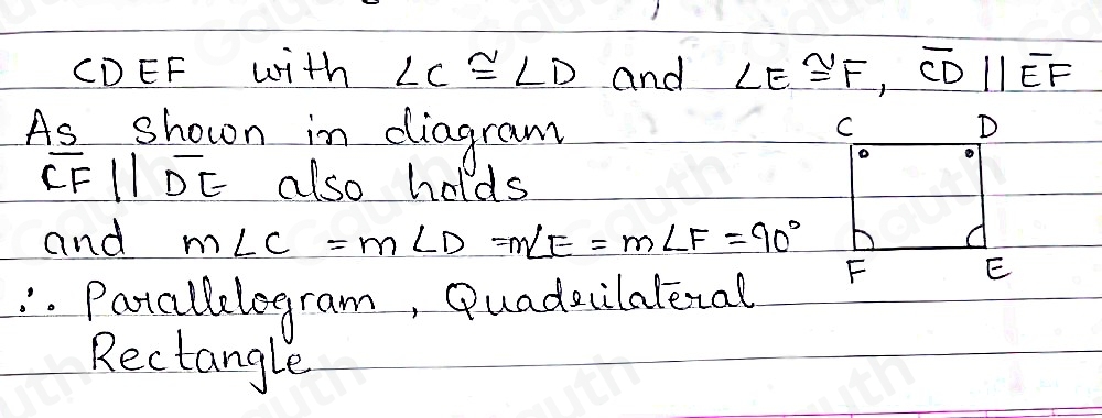 Solved: Choose ALL answers that describe the polygon CDEF if ∠ C≌ ∠ D ...