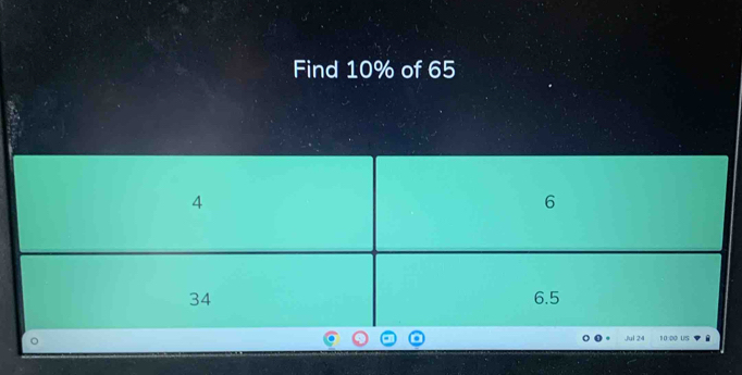 Find 10% of 65