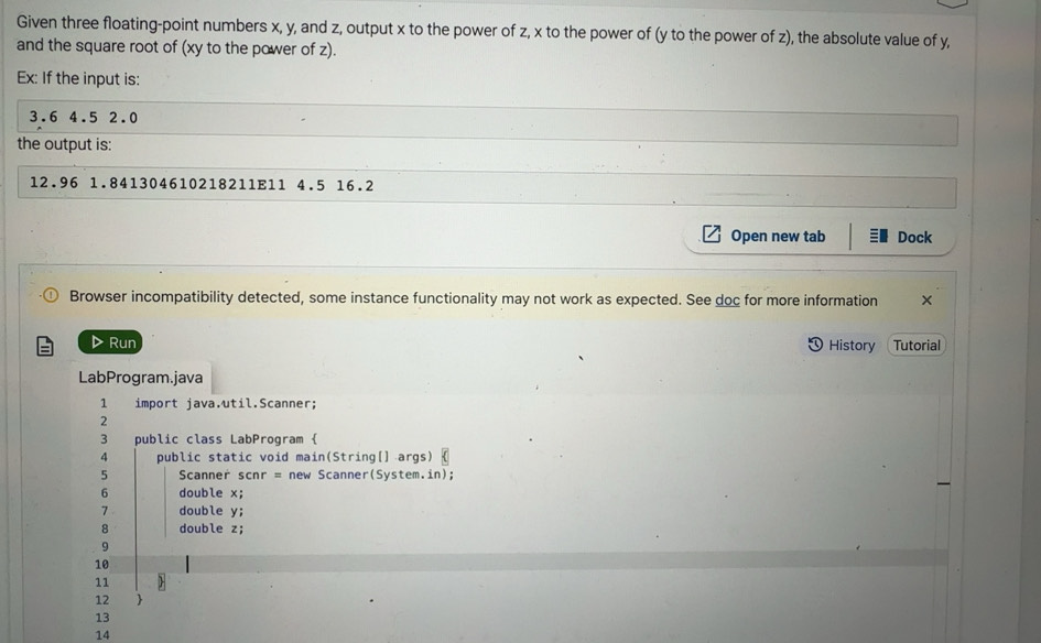 Solved: Given three floating-point numbers x, y, and z, output x to the ...
