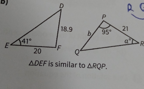 △ DEF is similar to △ RQP.