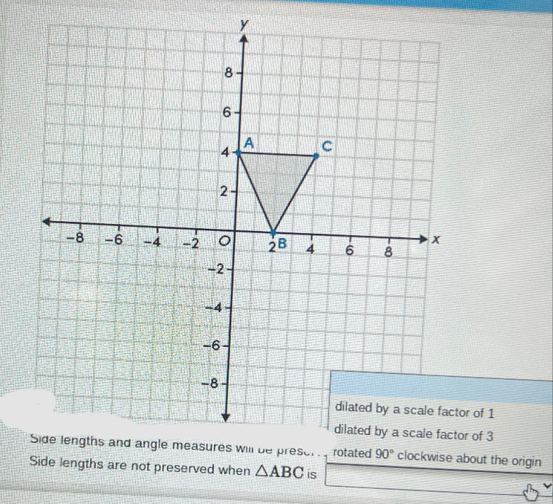 clockwise about the origin
△ ABC is □