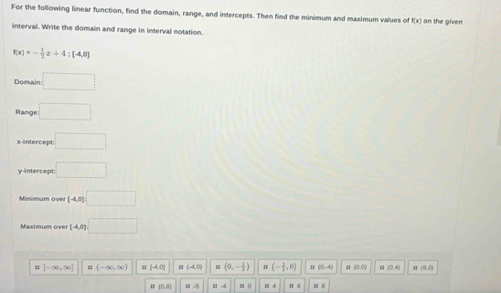 Solved: For the following linear function, find the domain, range, and ...