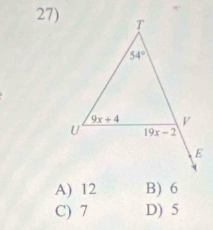 A) 12 B) 6
C) 7 D) 5