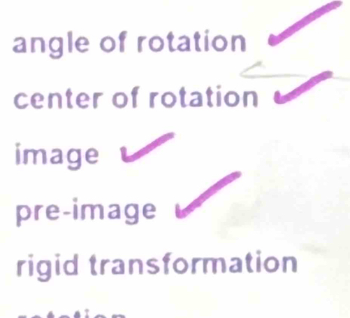 angle of rotation
center of rotation
image
pre-image
rigid transformation