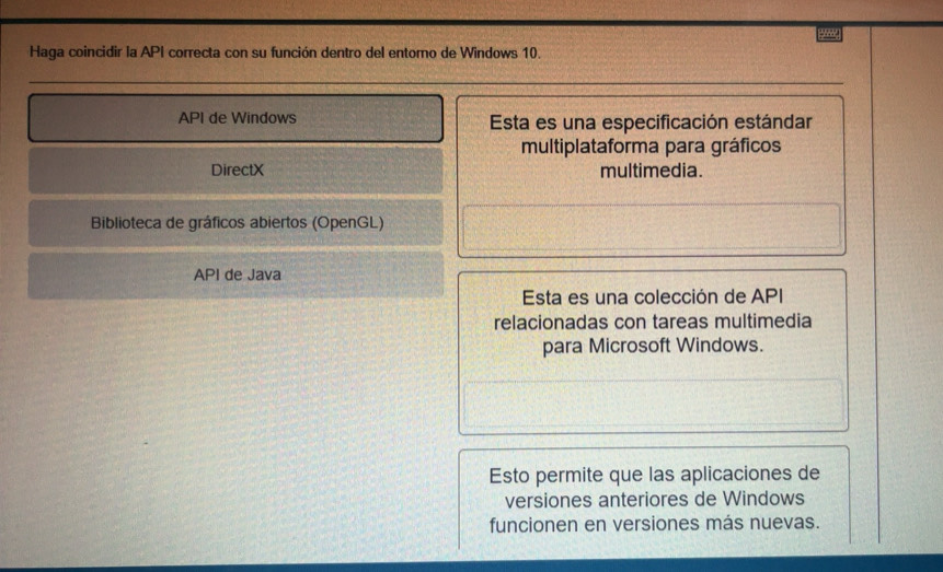 Resuelto:Haga coincidir la API correcta con su función dentro del ...
