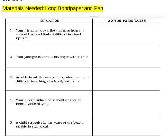 Materials Needed: Long Bondpaper and Pen