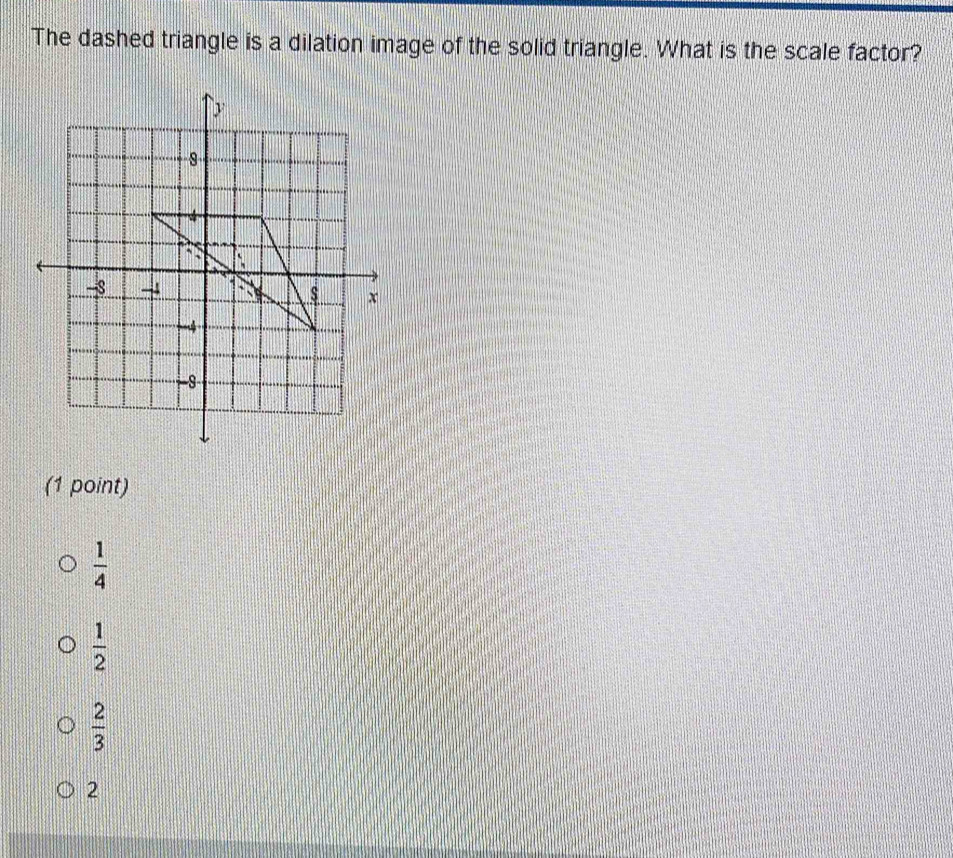 Solved: The dashed triangle is a dilation image of the solid triangle ...
