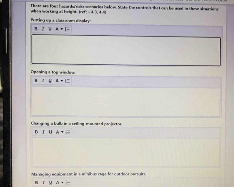 Solved: There are four hazards/risks scenarios below. State the ...
