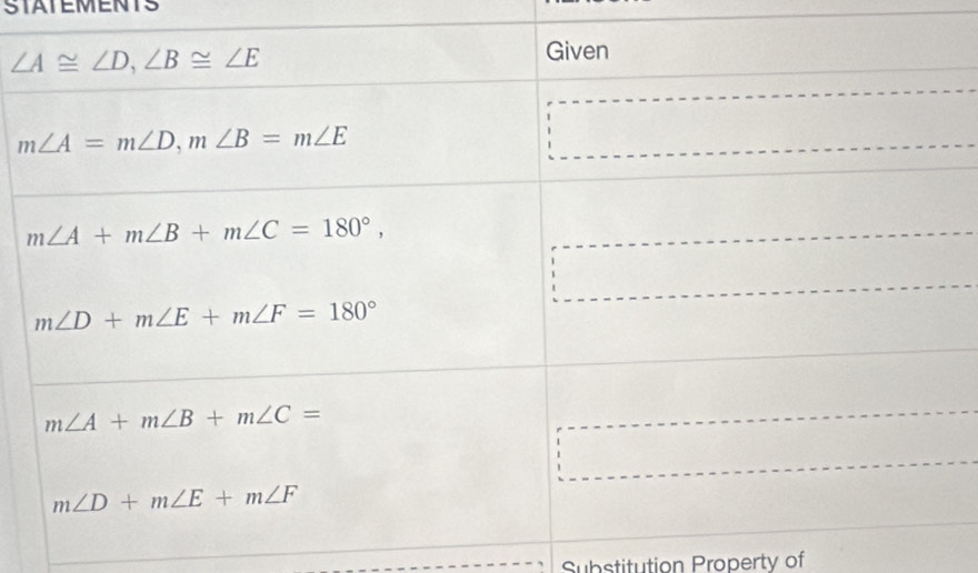 STATEMENTS
Substitution Property of