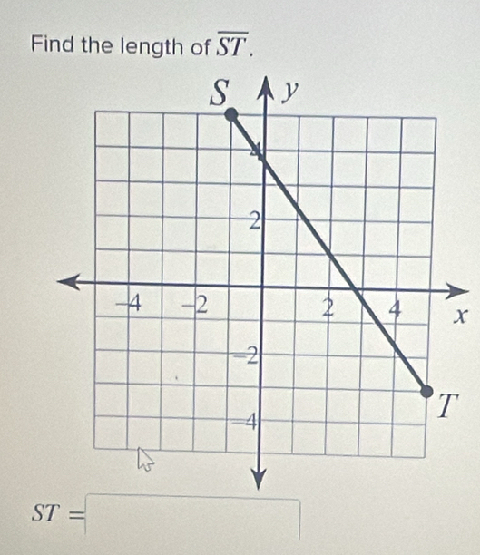 Find the length of overline ST.
x
ST=□