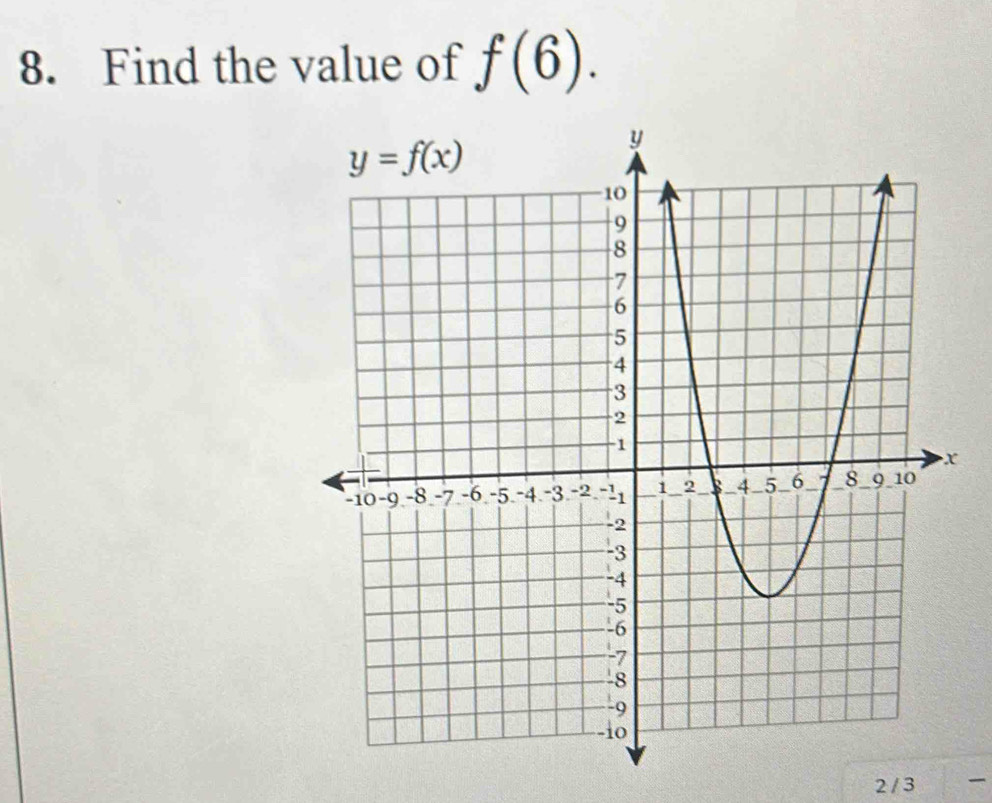 Find the value of f(6).
2 / 3