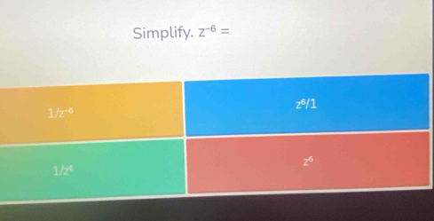 Simplify. z^(-6)=