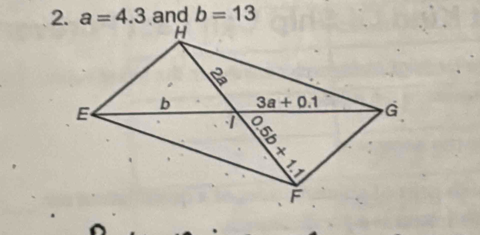 a=4.3 and b=13