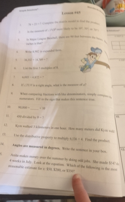 Solved: ade Siple Solutona'' Lesson #45 1 78* 23=? Complete the matrix ...