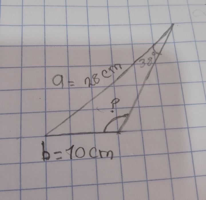 9=28cm
38°
b=10cm