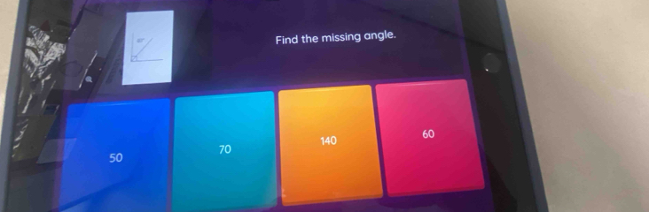 Find the missing angle.
50
70 140 60