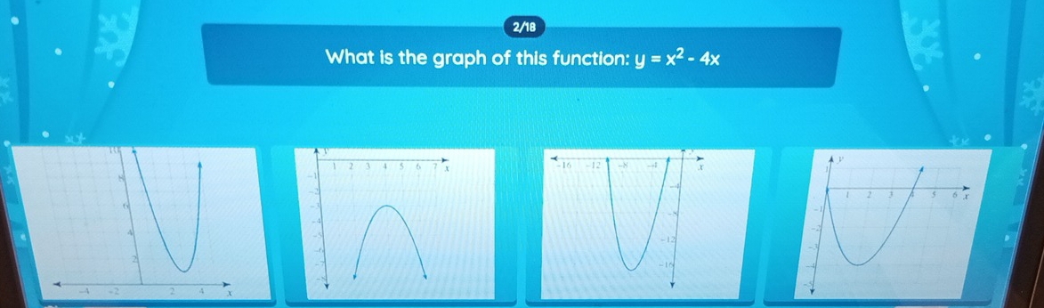 2/18 
What is the graph of this function: y=x^2-4x