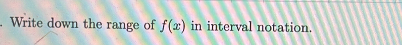 Write down the range of f(x) in interval notation.