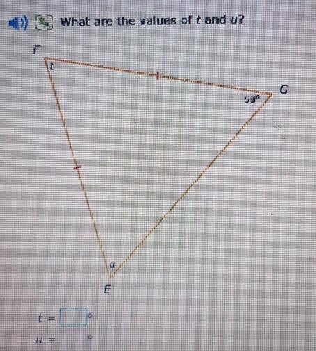 What are the values of t and u?
t=□°
U= 0