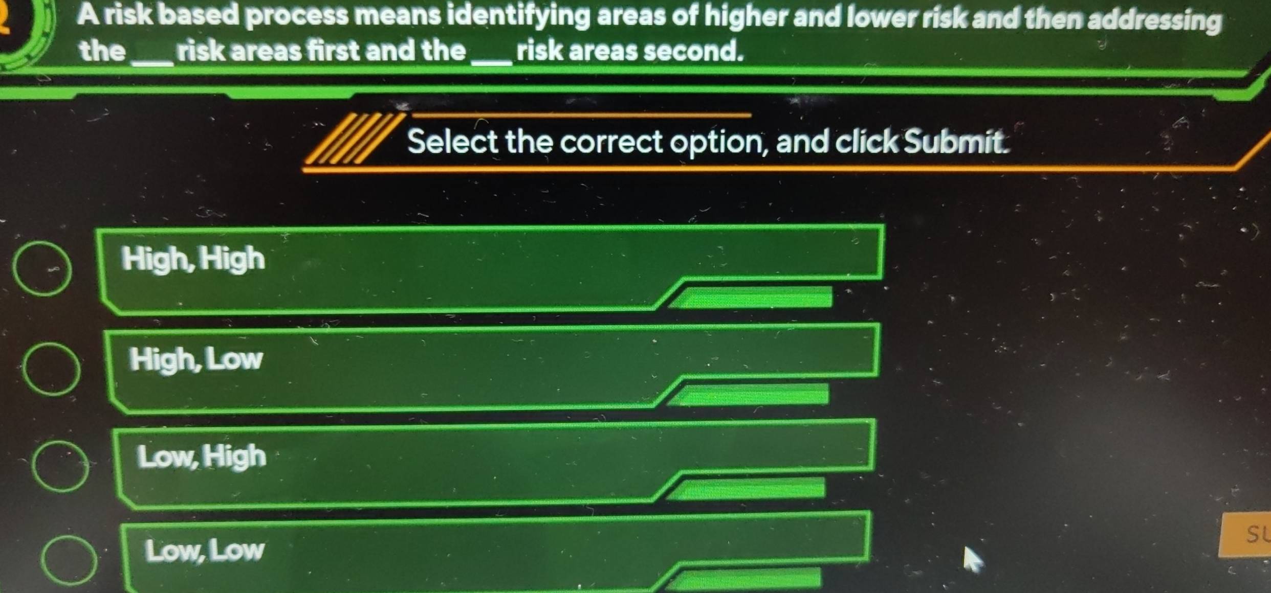 Solved: A risk based process means identifying areas of higher and ...