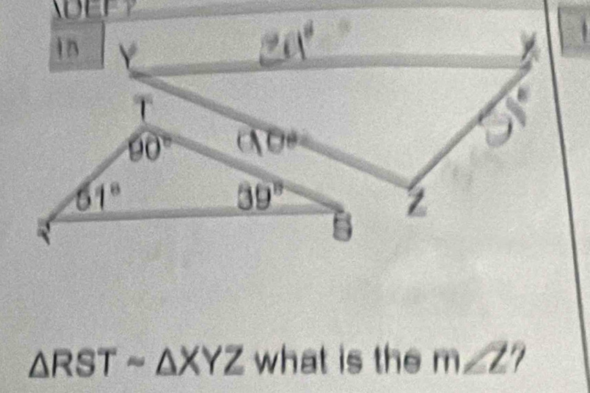 △ RSTsim △ XYZ what is the m∠ Z?