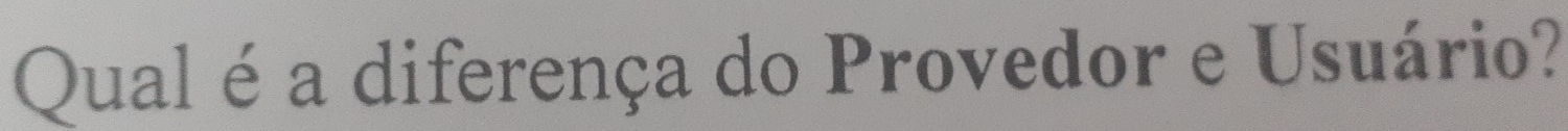 Qual é a diferença do Provedor e Usuário?