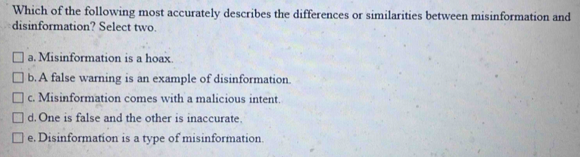 Solved: Which of the following most accurately describes the ...