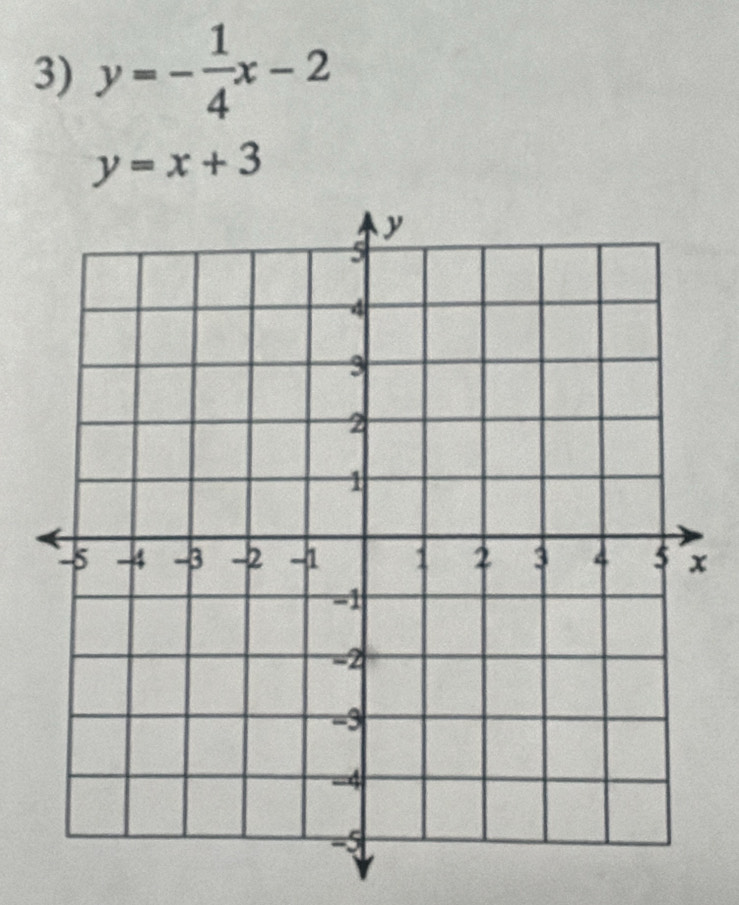 y=- 1/4 x-2
y=x+3