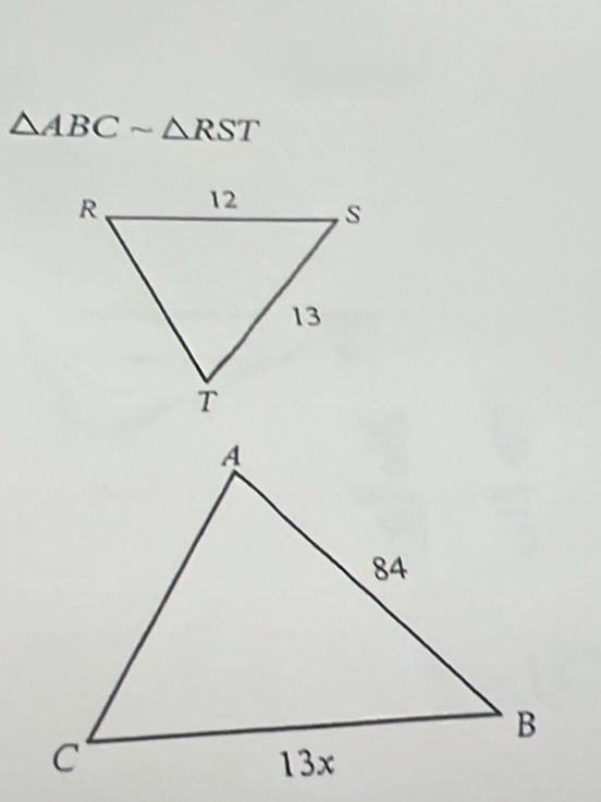 △ ABCsim △ RST