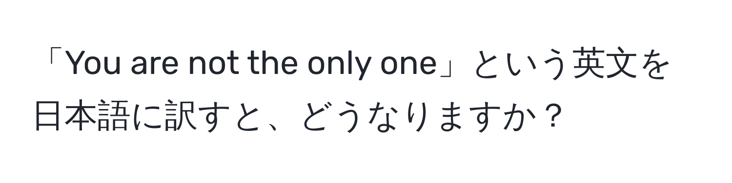 「You are not the only one」という英文を日本語に訳すと、どうなりますか？