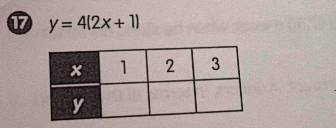 ⑰ y=4(2x+1)