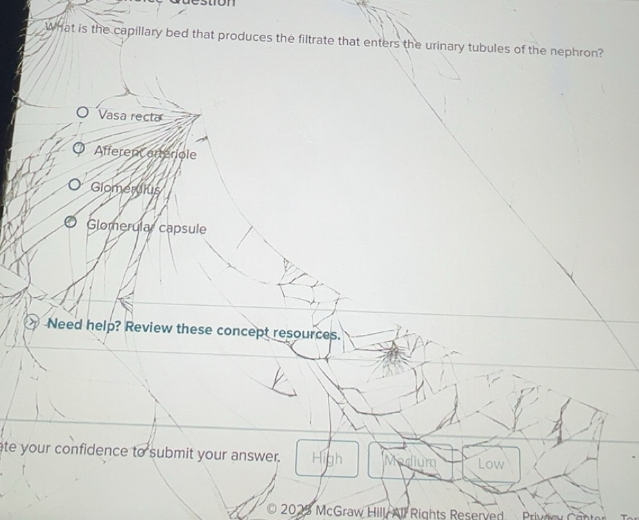 Solved: destion What is the capillary bed that produces the filtrate ...