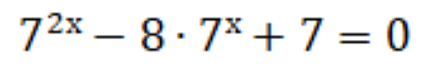 7^(2x)-8· 7^x+7=0