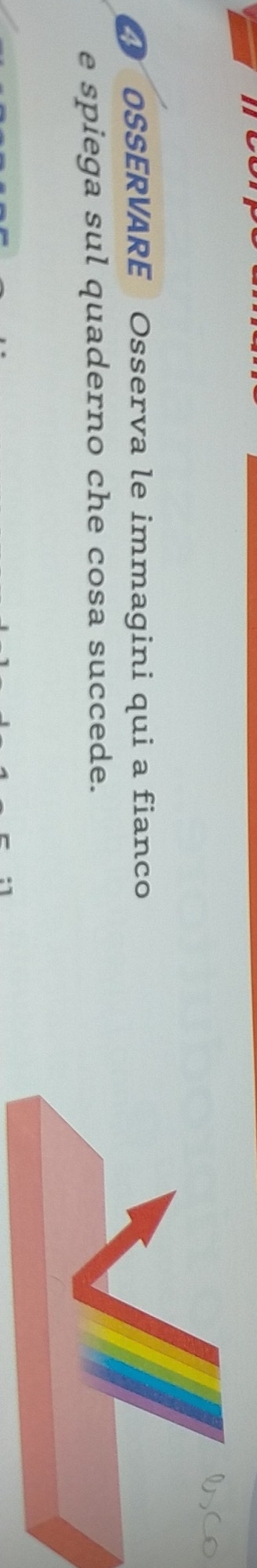 we 
OSSERVARE Osserva le immagini qui a fianco 
e spiega sul quaderno che cosa succede.