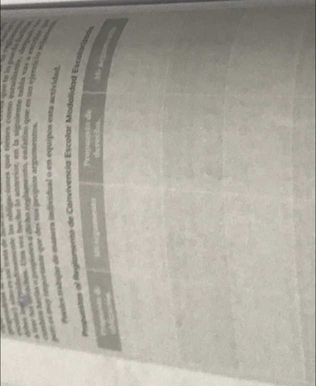 Ceg a 
p e es que e la puedo h ellt 
gitee pel cuidadonamente las obligaciones que tienes como estudiante, depés te 
a hee ns dlenches. Uua ve bucho lo anterior, en la siguiente tabla vas a escrbía qn 
costio tart a propones a dicho reglamento, enfatiro que es un ejertício vias 
pet os may importante que des tus própion ar gumentos. 
Pedes tabujar de matera individual o en equipos esta actividad. 
equestos al Regllsmento de Convivencia Escolar Modalidad Escolarzass 
Propnesta de 
C pão d M argoente 
derecho. Me waer