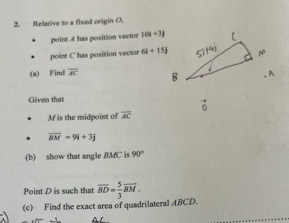 Gelöst:Relative to a fixed origin O, point A has position vector 10i+3j ...