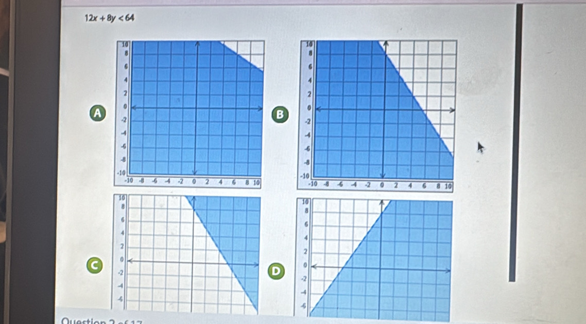 12x+8y<64</tex> 
A 
B 

C 
D