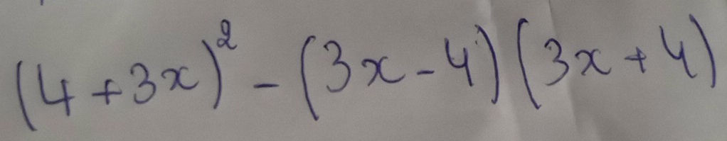 (4+3x)^2-(3x-4)(3x+4)