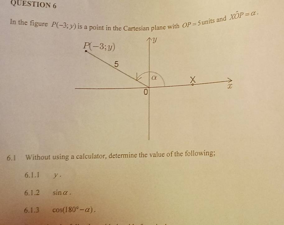 Solved: Xhat OP=alpha . In the figure P(-3;y) is a point in the ...