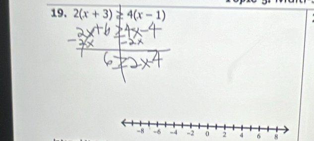 2(x+3)≥ 4(x-1)
8