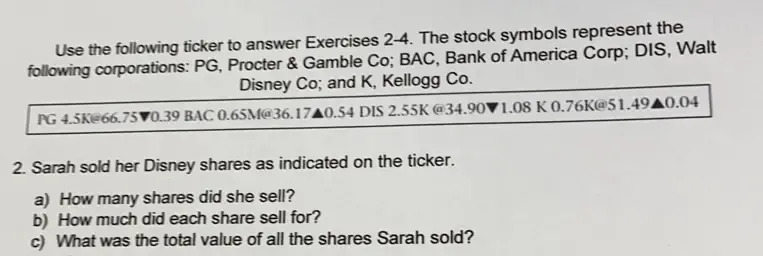 Solved: Use the following ticker to answer Exercises 2-4. The stock ...