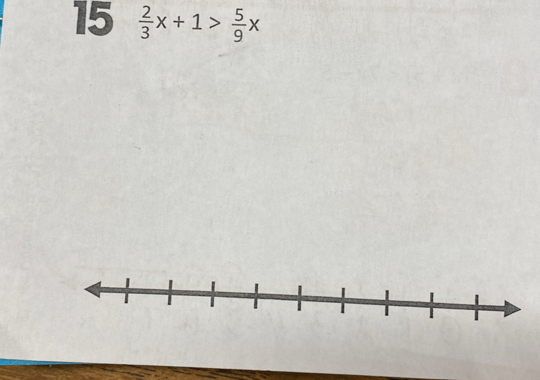 15  2/3 x+1> 5/9 x