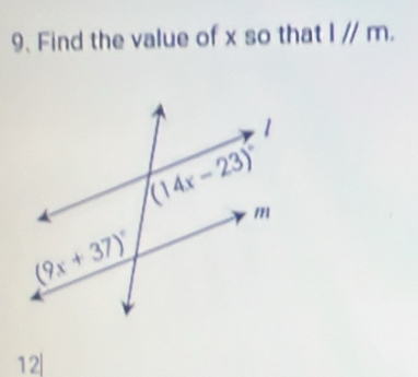 Find the value of x so that l/m.
12|