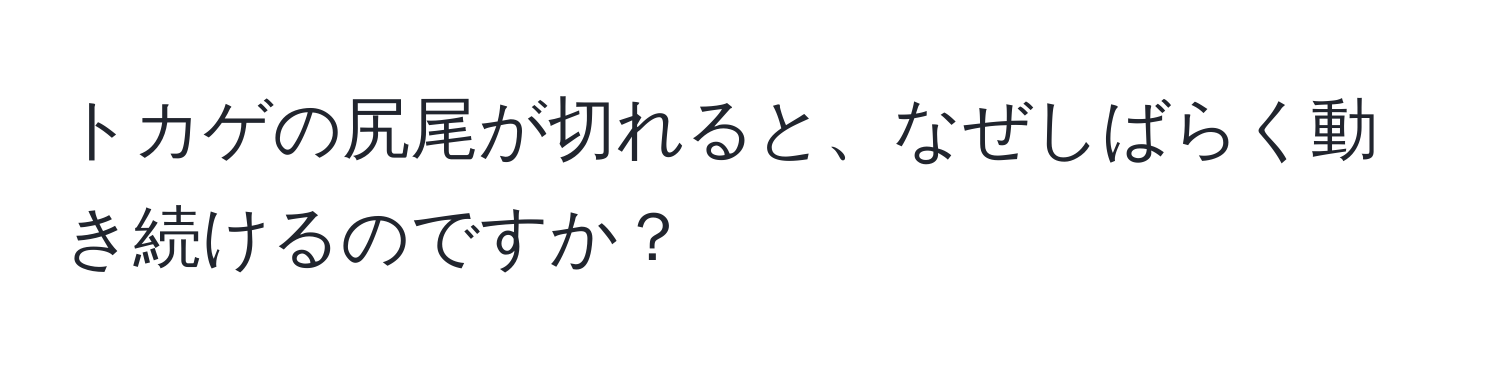 トカゲの尻尾が切れると、なぜしばらく動き続けるのですか？