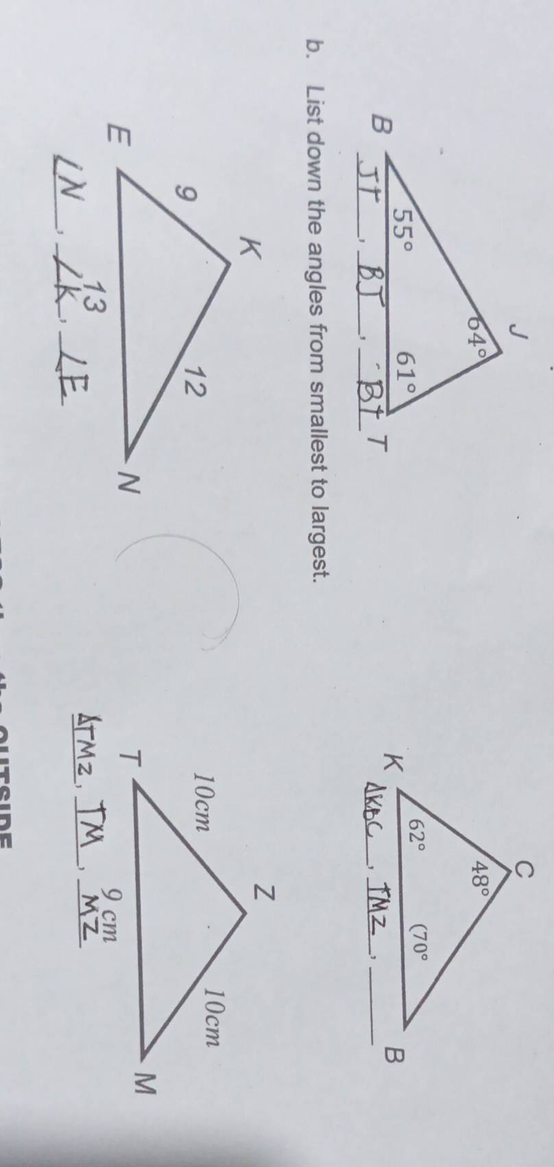 List down the angles from smallest to largest.
_
_
_
_
__,