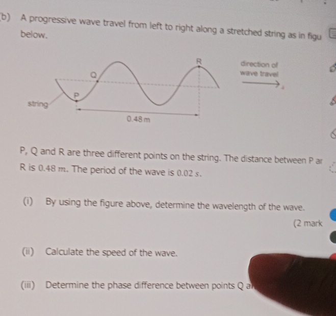 Selesai:A progressive wave travel from left to right along a stretched ...
